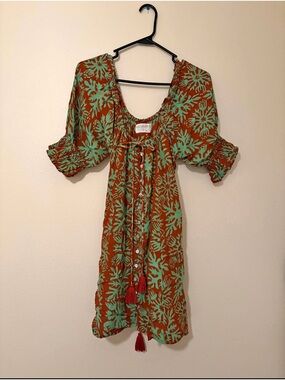 ALOHIWAI Rust & Mint Floral Tie-Front Dress